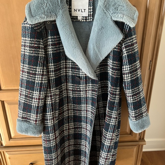 NWT NVL Plaid Coat Blue size M - Picture 5 of 10